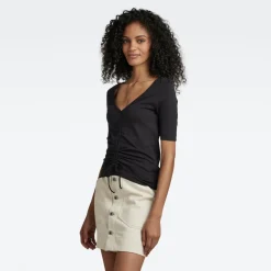 Adjustable front slim T-Shirt dk black