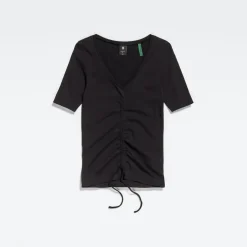 Adjustable front slim T-Shirt dk black