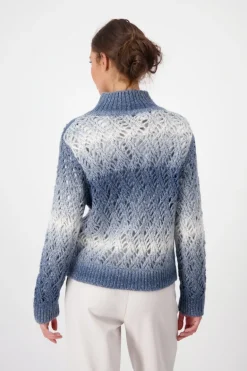 Ajour Pullover mit Lurex smokey blue gemustert