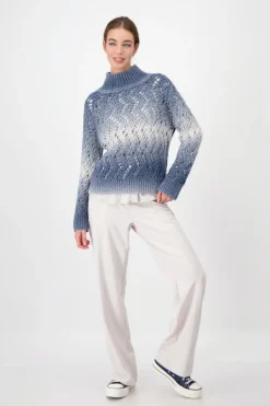 Ajour Pullover mit Lurex smokey blue gemustert