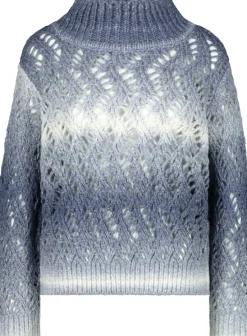 Ajour Pullover mit Lurex smokey blue gemustert