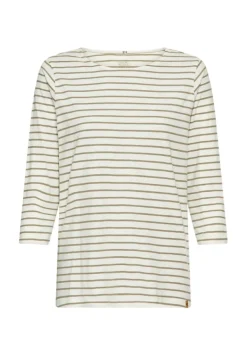 3/4-Arm T-Shirt mit Seitenschlitzen light khaki stripes