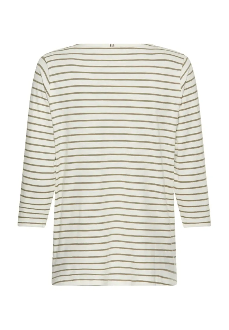 3/4-Arm T-Shirt mit Seitenschlitzen light khaki stripes