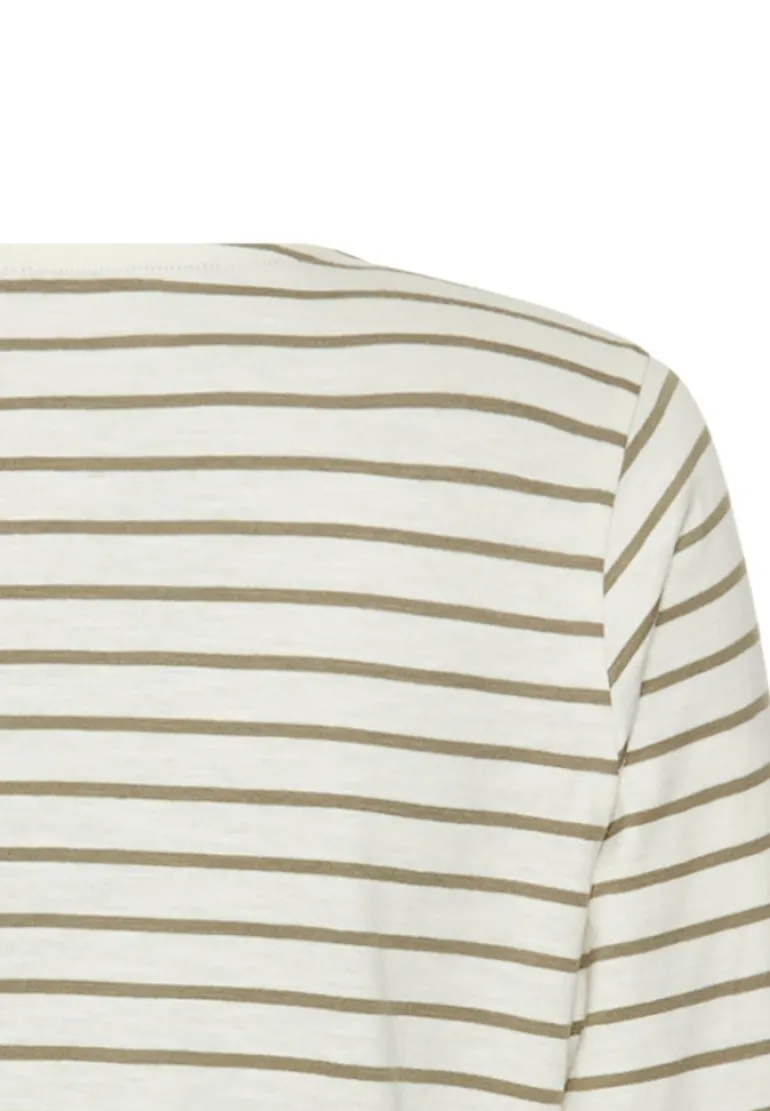 3/4-Arm T-Shirt mit Seitenschlitzen light khaki stripes