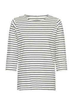 3/4-Arm T-Shirt mit Seitenschlitzen night blue stripes