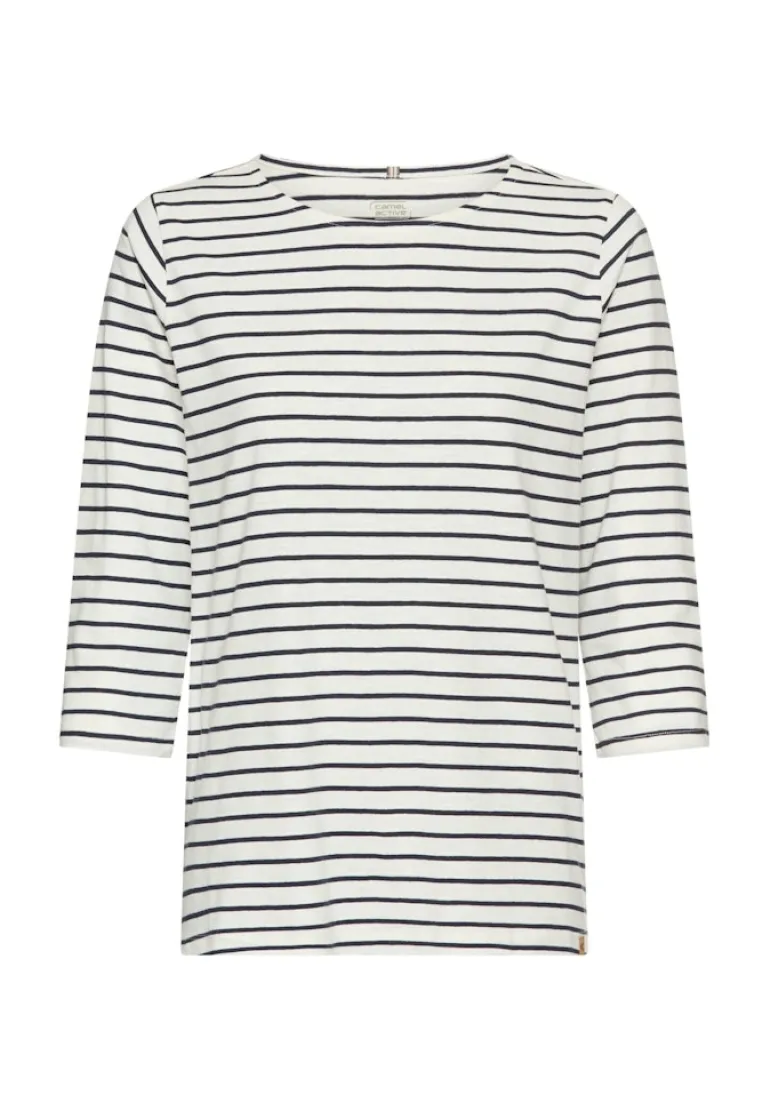 3/4-Arm T-Shirt mit Seitenschlitzen night blue stripes