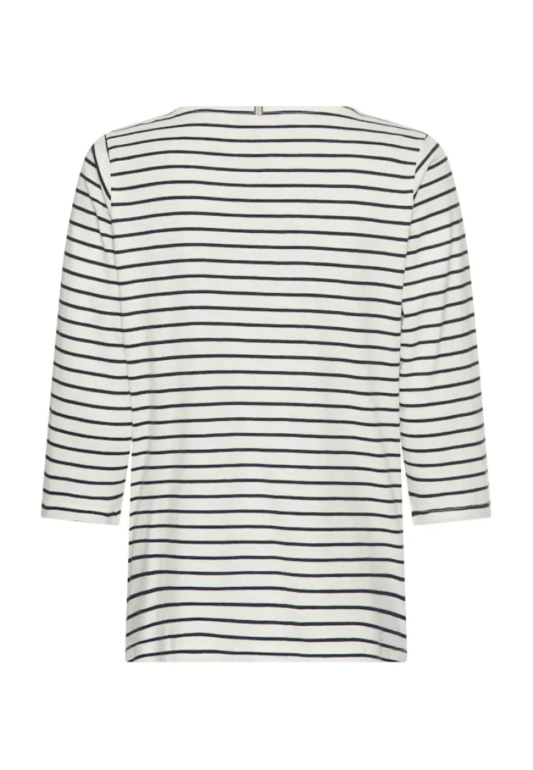 3/4-Arm T-Shirt mit Seitenschlitzen night blue stripes
