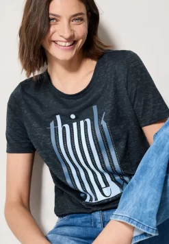 Ausbrenner-Shirt mit Wording universal blue