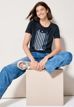 Ausbrenner-Shirt mit Wording universal blue