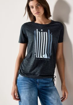 Ausbrenner-Shirt mit Wording universal blue