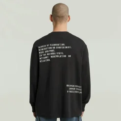 Back embro text loose r t ls dk black