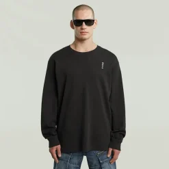 Back embro text loose r t ls dk black