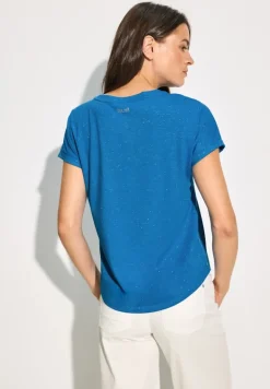Basic Glitzer T-Shirt azure blue melange