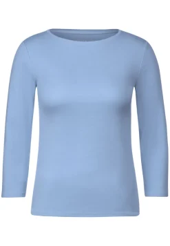 Basic Shirt in Unifarbe soda blue