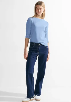 Basic Shirt in Unifarbe soda blue