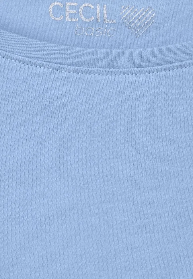 Basic Shirt in Unifarbe soda blue
