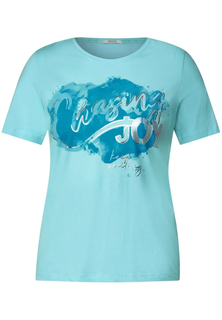 Basicshirt mit Frontprint clary mint