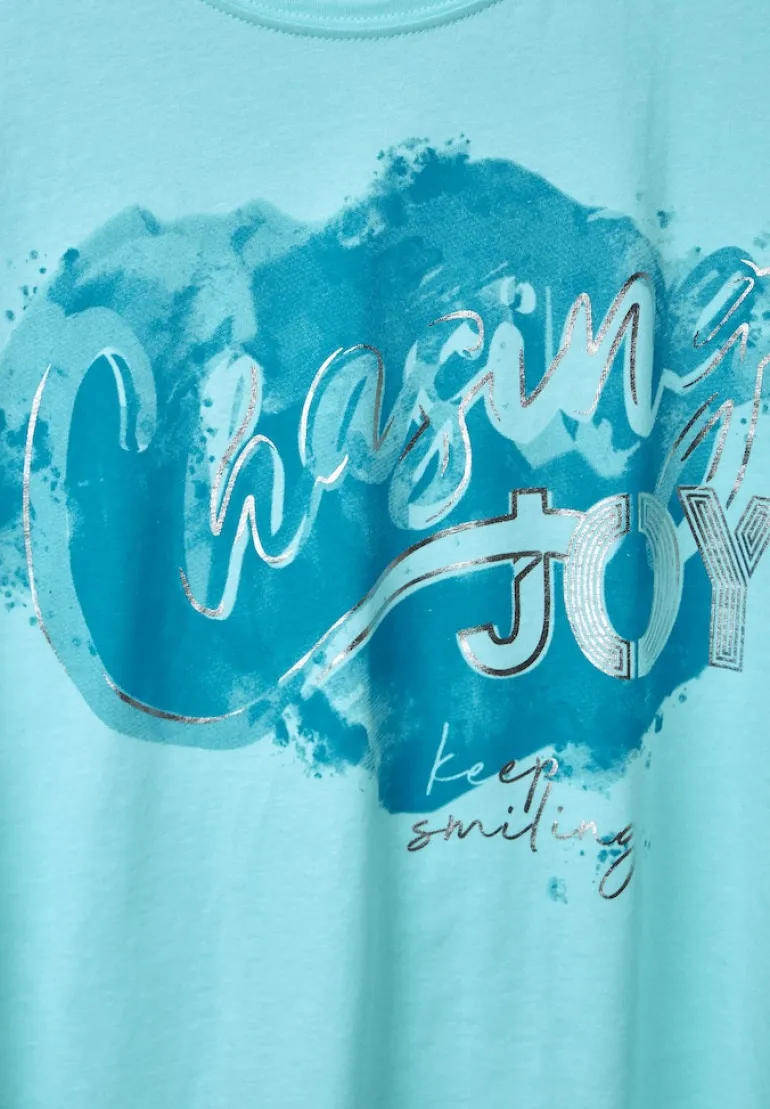 Basicshirt mit Frontprint clary mint