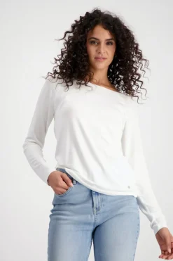 Basic Shirt mit Glanznaht off-white