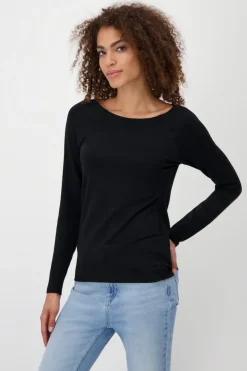 Basic Shirt mit Glanznaht schwarz
