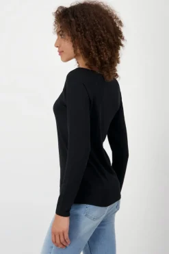 Basic Shirt mit Glanznaht schwarz