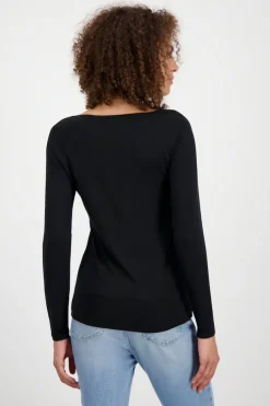 Basic Shirt mit Glanznaht schwarz