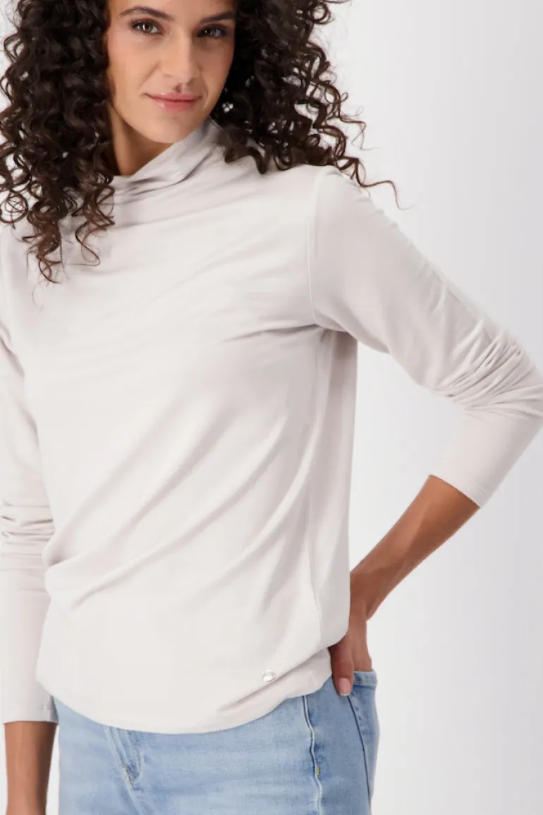 Basic Shirt mit Stehkragen stone