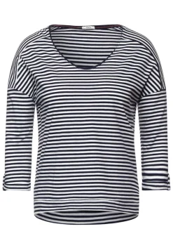 Basic Shirt mit Streifen deep blue