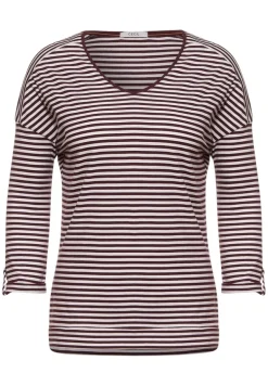 Basic Shirt mit Streifen red grape