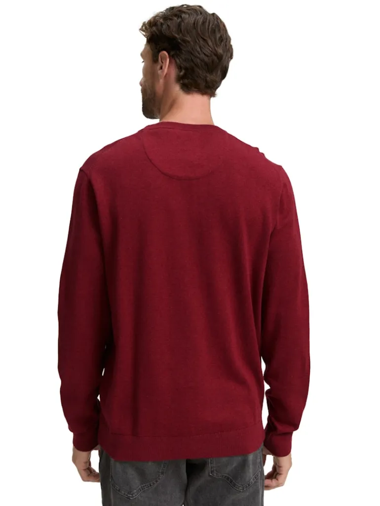 Basic Strickpullover aus Baumwolle dark samba red melange