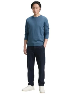 Basic Strickpullover aus Baumwolle real teal melange