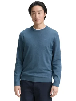 Basic Strickpullover aus Baumwolle real teal melange
