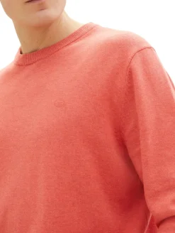 Basic Strickpullover aus Baumwolle soft red melange