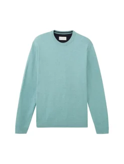 Basic Strickpullover aus Baumwolle soft mint melange
