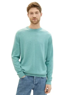 Basic Strickpullover aus Baumwolle soft mint melange