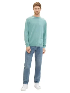 Basic Strickpullover aus Baumwolle soft mint melange