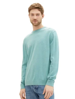 Basic Strickpullover aus Baumwolle soft mint melange