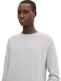 Basic Strickpullover light stone grey melange