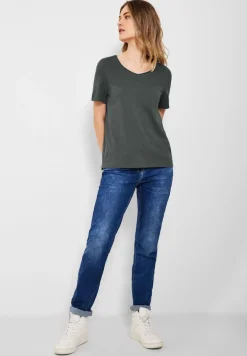 Basic T-Shirt in Unifarbe easy khaki