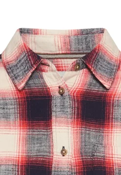 Baumwollbluse mit Brusttasche flame check