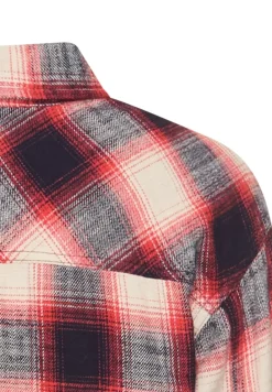Baumwollbluse mit Brusttasche flame check