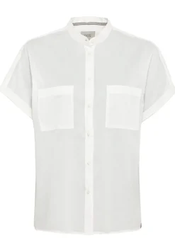 Baumwollbluse mit Stehkragen milk white