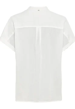 Baumwollbluse mit Stehkragen milk white