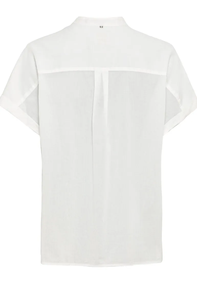 Baumwollbluse mit Stehkragen milk white