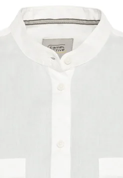 Baumwollbluse mit Stehkragen milk white