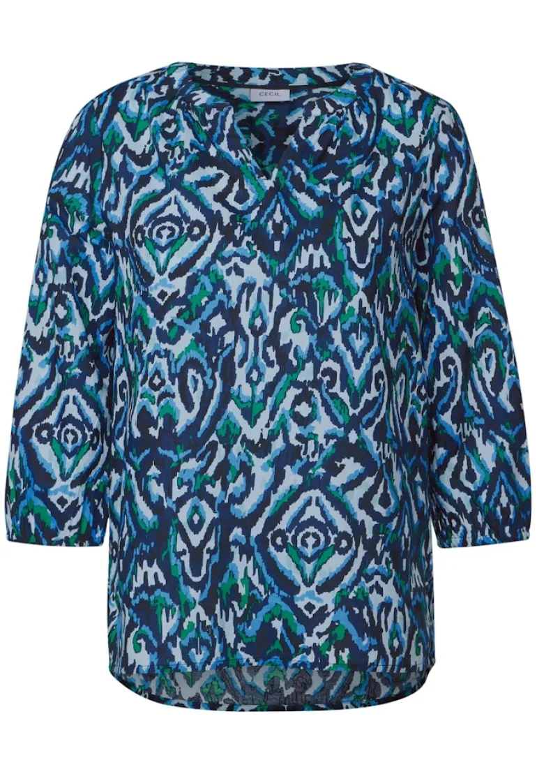 Bedruckte Baumwollbluse universal blue