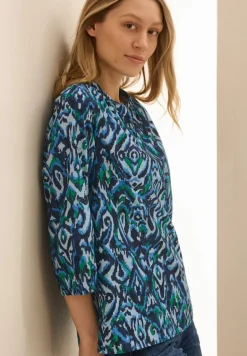Bedruckte Baumwollbluse universal blue