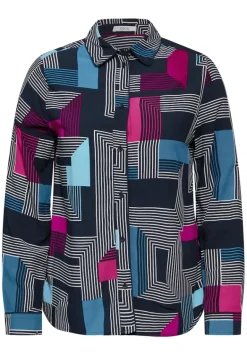 Bedruckte Bluse deep petrol