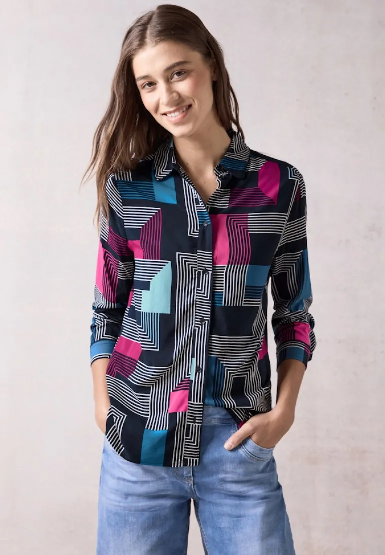 Bedruckte Bluse deep petrol
