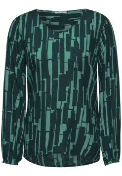 Bedruckte Bluse fir green